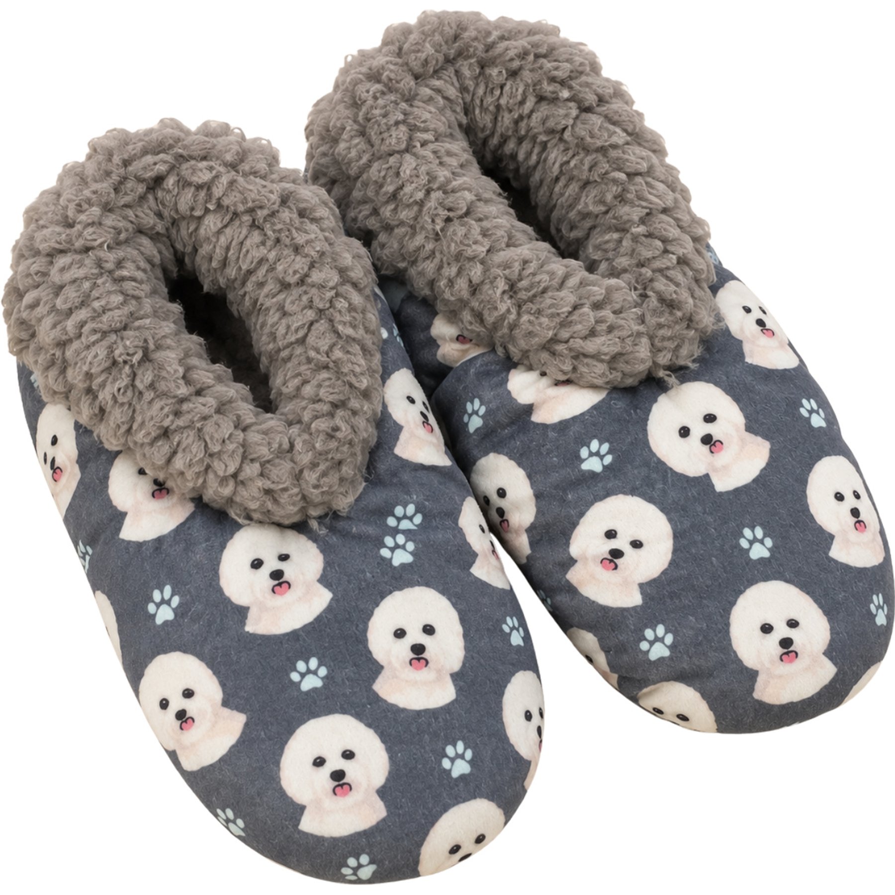 E&S PETS Bichon Frise Slippers, Grey, one size