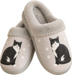 E&S PETS Black And White Cat Snugg Slippers, Small/Medium