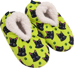 E&S PETS Black Cat Slippers, Light Green, one size