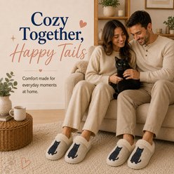 E&S PETS Black Cat Snugg Slippers, Small/Medium slide 2 of 7