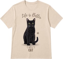 E&S PETS Black Cat T-Shirt, Ivory, Medium