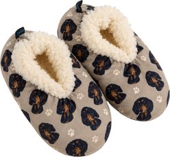 E&S PETS Black Dachshund Slippers, Cream, one size