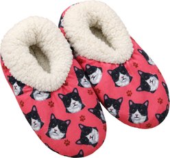 E&S PETS Black & White Cat Slippers, Pink, one size