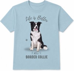 E&S PETS Border Collie T-Shirt, Blue, Large