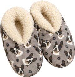E&S PETS Boston Terrier Slippers, Grey, one size