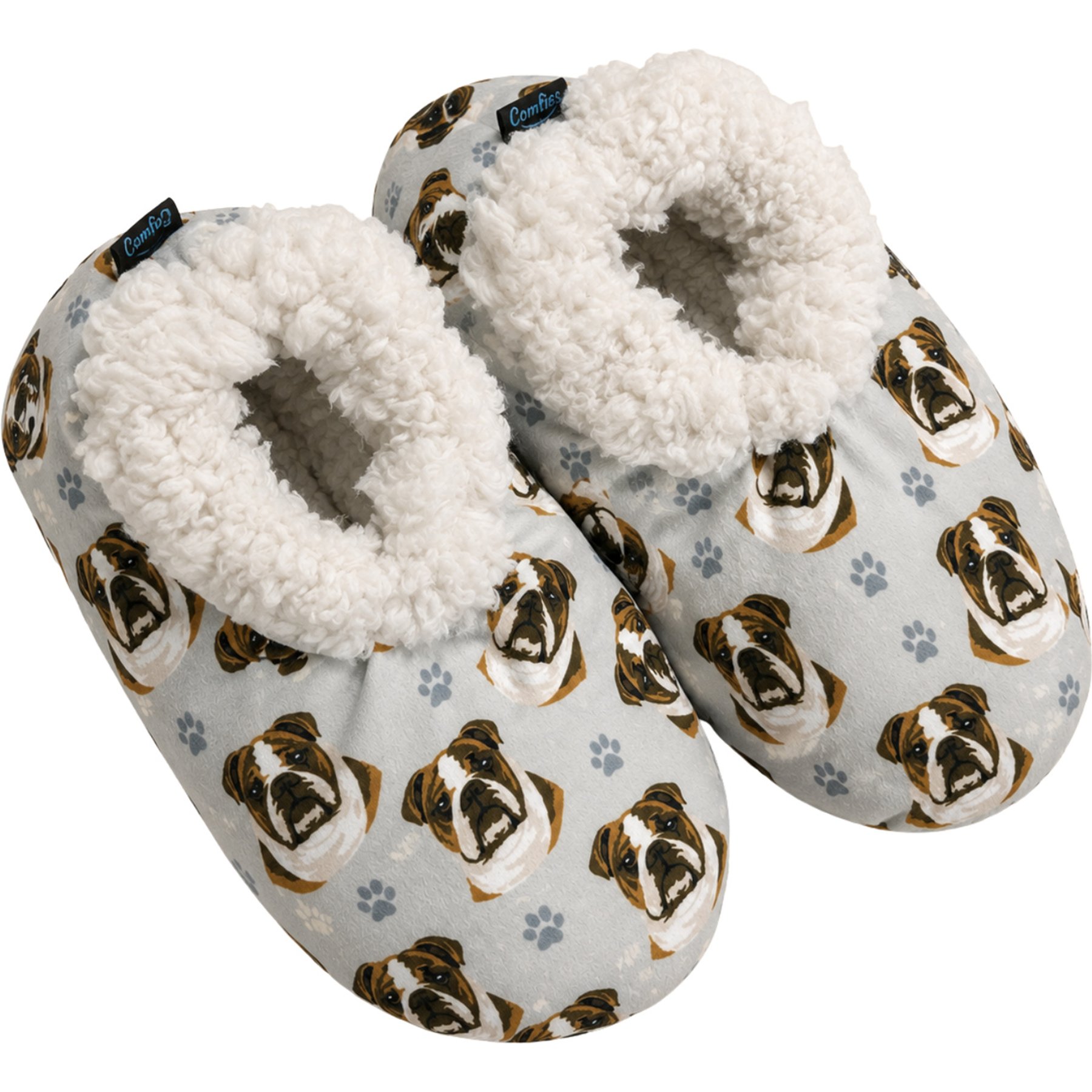 E&S PETS Bulldog Slippers, Grey, one size