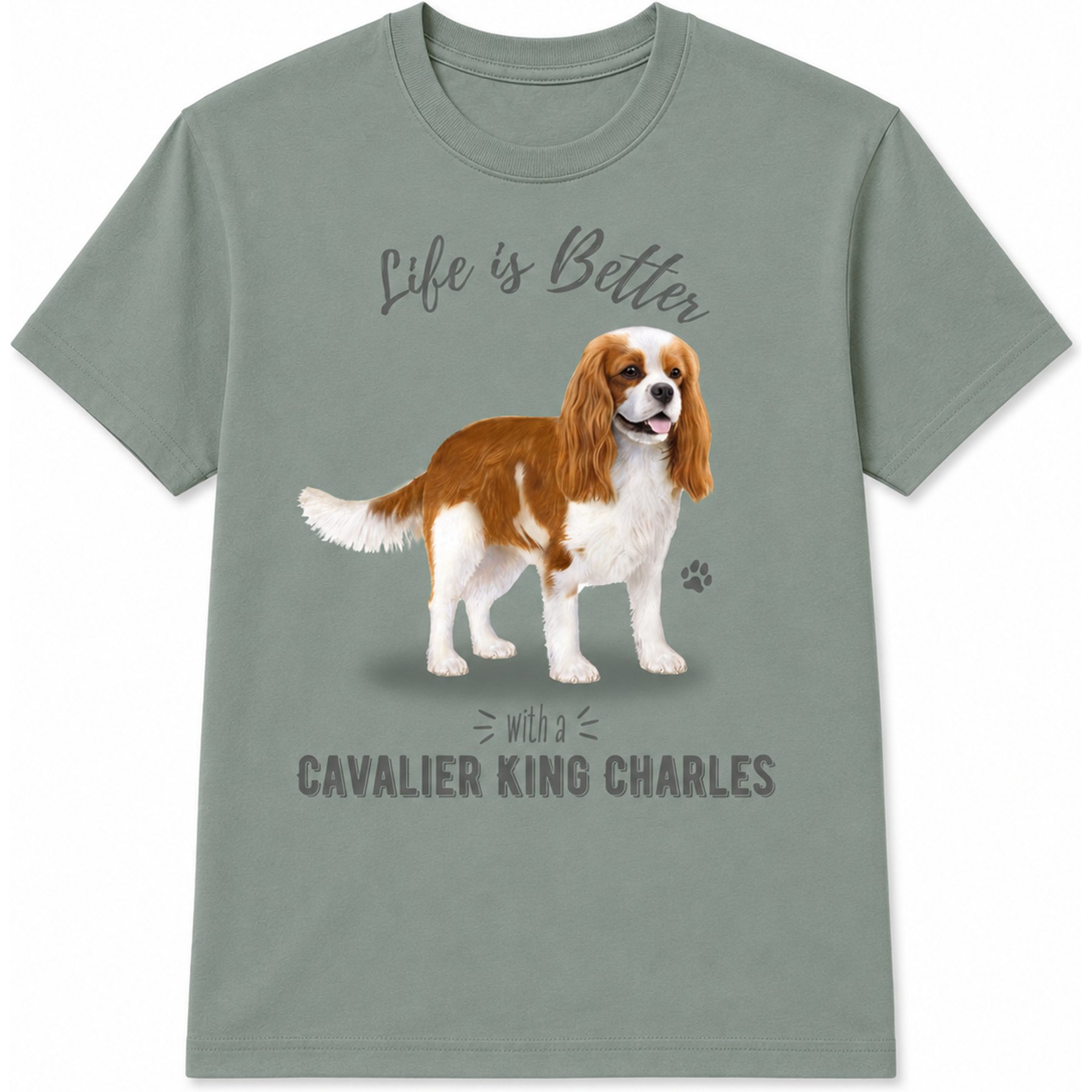 E&S PETS Cavalier King Charles T-Shirt, Green, Large