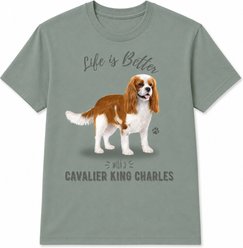 E&S PETS Cavalier King Charles T-Shirt, Green, XX-Large