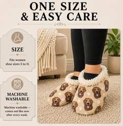 E&S PETS Chocolate Labrador Slippers, Cream, one size slide 2 of 6