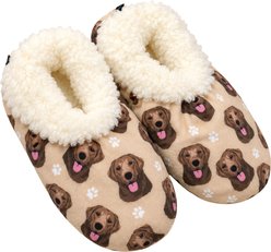 E&S PETS Chocolate Labrador Slippers, Cream, one size
