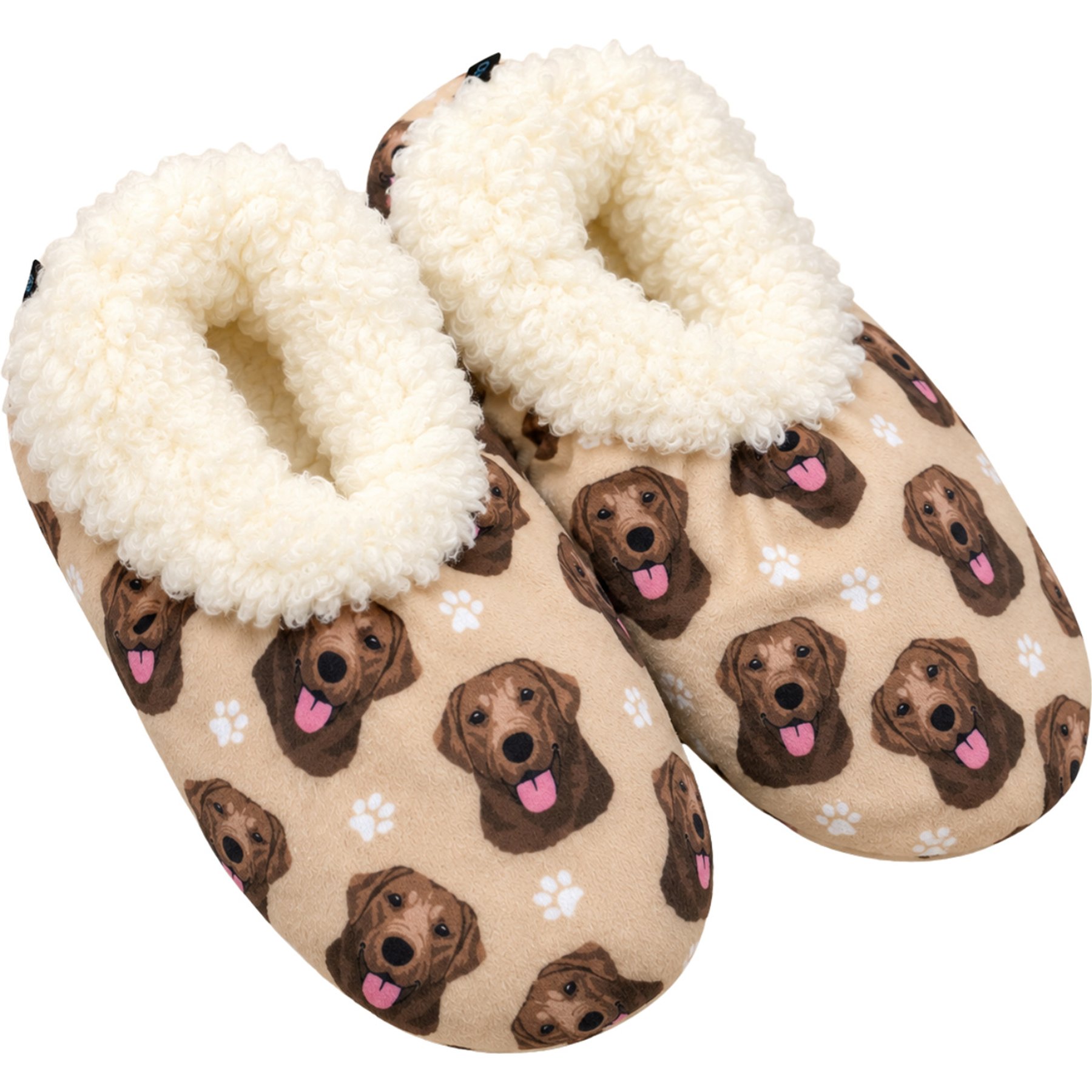 E&S PETS Chocolate Labrador Slippers, Cream, one size