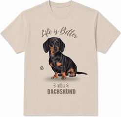 E&S PETS Dachshund Black T-Shirt, Ivory, XX-Large