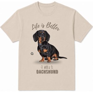 E&S PETS Dachshund Black T-Shirt, Ivory, XX-Large