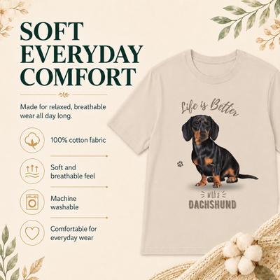 Show full view: E&S PETS Dachshund Black T-Shirt, Ivory, XX-Large slide 3 of 6