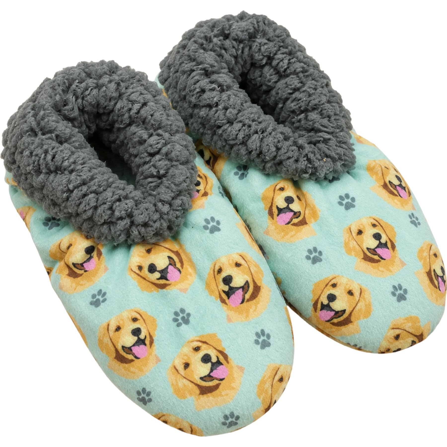 E&S PETS Golden Retriever Slippers, Teal, one size