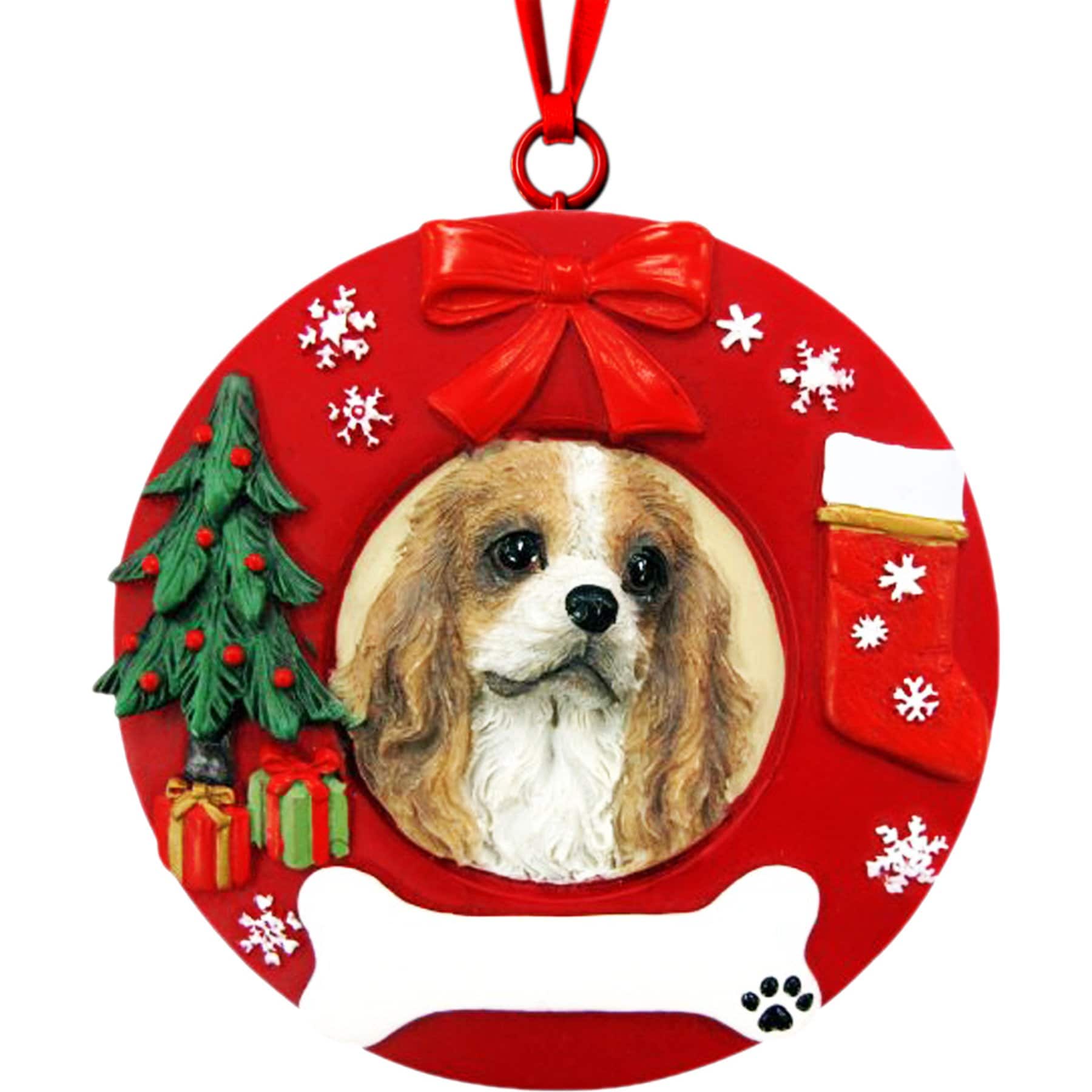 E&S PETS King Charles Cavalier Festive Holiday Dog Keepsake Christmas Ornament