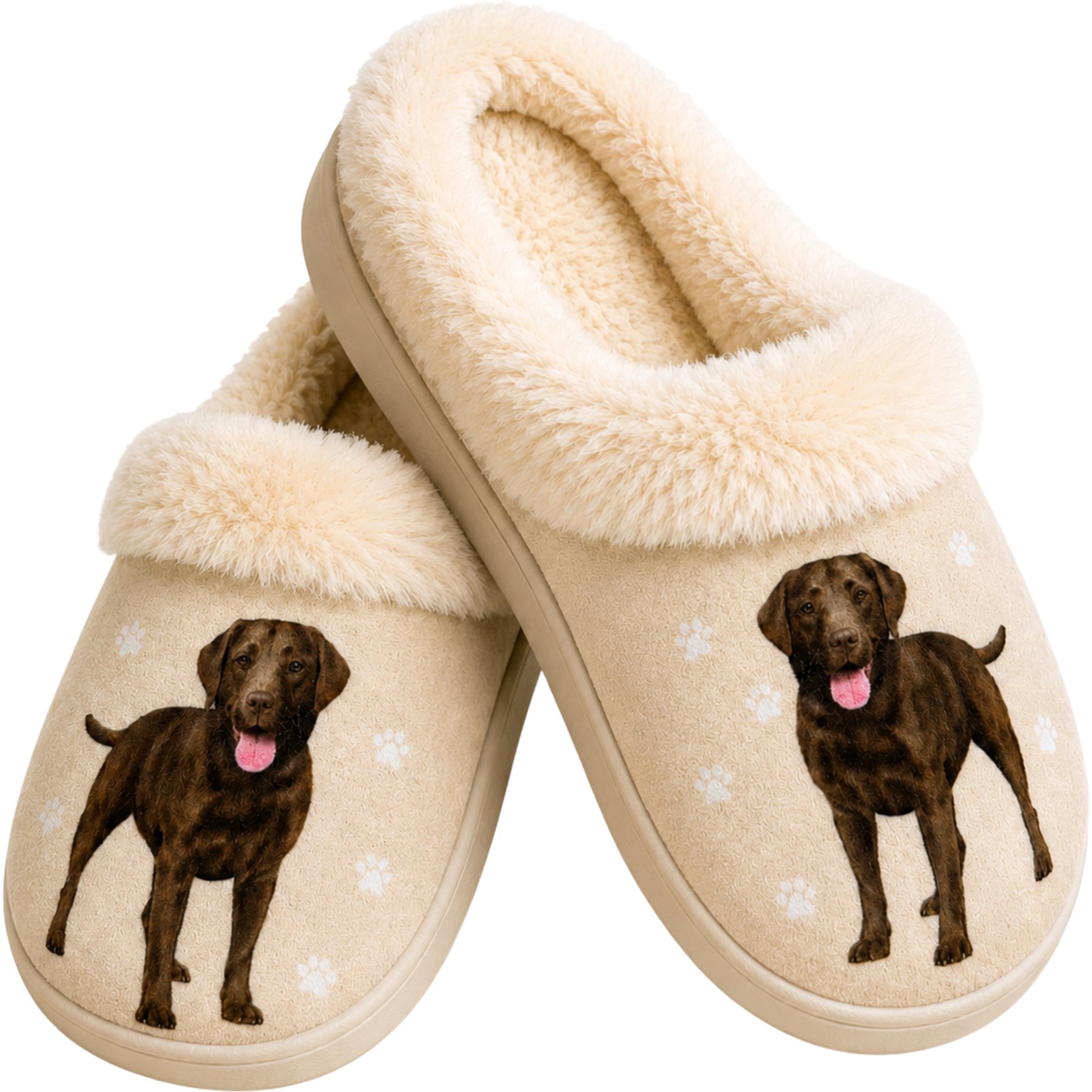 E&S PETS Labrador Chocolate Snugg Slippers, Large/X-Large