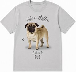E&S PETS Pug T-Shirt, Grey, Large