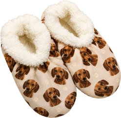 E&S PETS Red Dachshund Slippers, Cream, one size