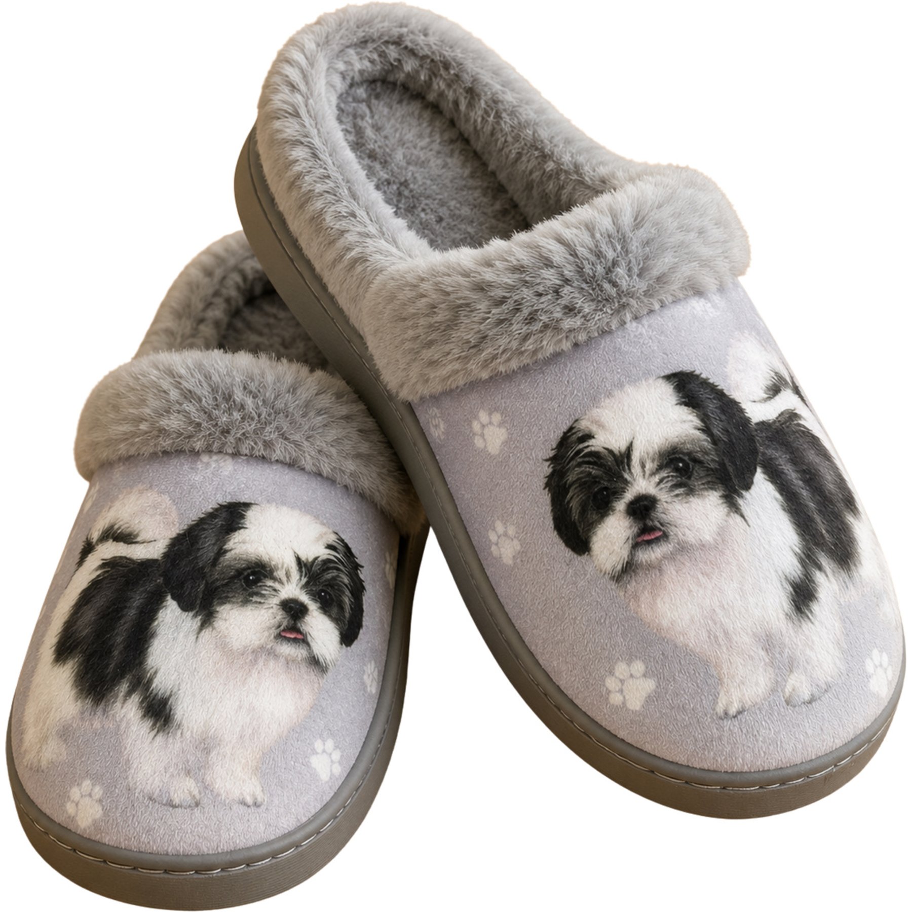 E&S PETS Shih Tzu Snugg Slippers, Black, Large/X-Large