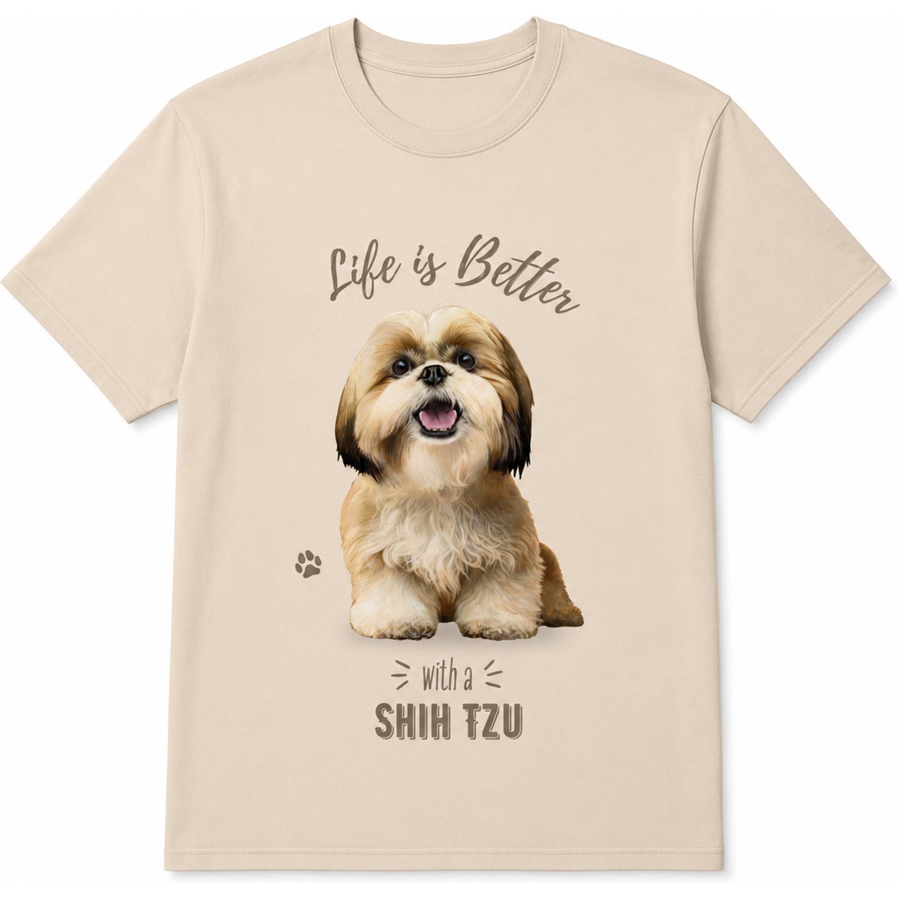 E&S PETS Shih Tzu T-Shirt, Ivory, Medium