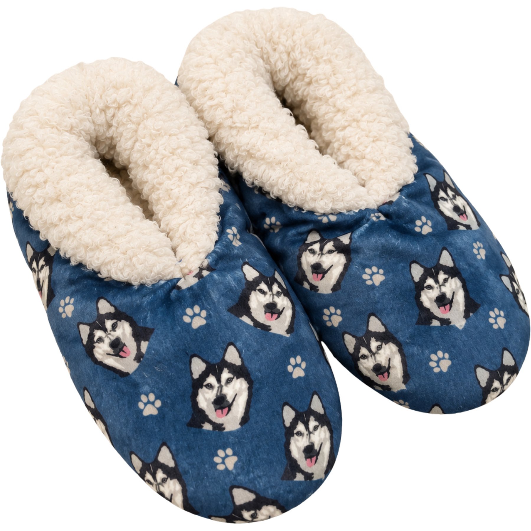 E&S PETS Siberian Husky Slippers, Blue, one size