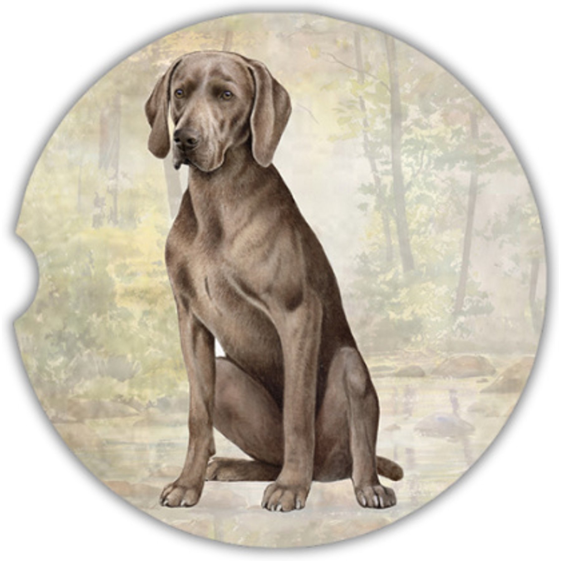 E&S PETS Weimaramer Sitting Sandstone Car Coasters, 2 count
