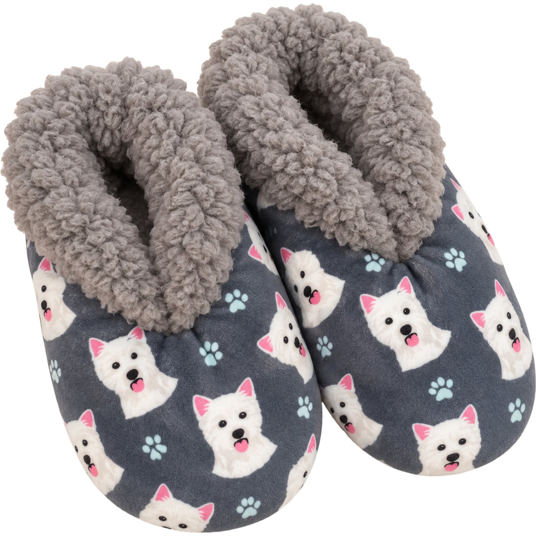 E&S PETS Westie Slippers, Grey, one size