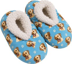 E&S PETS Yellow Labrador Slippers, Light Blue, one size