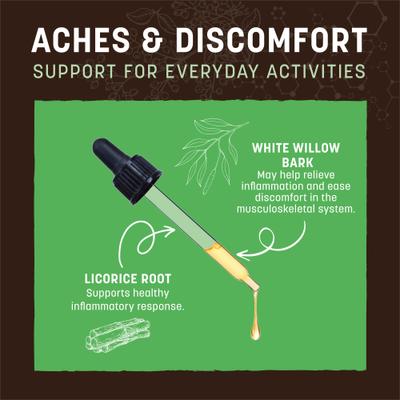 Show full view: Earth Animal Apothecary Aches & Discomfort Herbal Liquid Joint Supplement for Dogs & Cats, 2-fl oz bottle slide 5 of 11