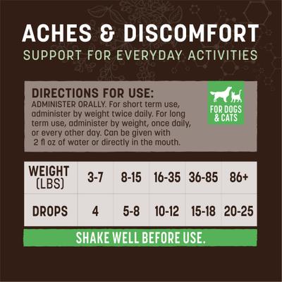 Show full view: Earth Animal Apothecary Aches & Discomfort Herbal Liquid Joint Supplement for Dogs & Cats, 2-fl oz bottle slide 7 of 11