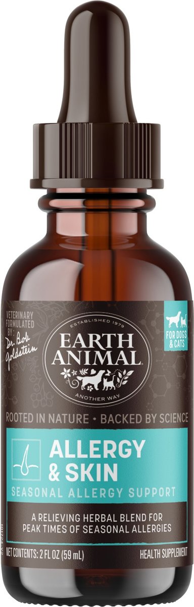 Earth Animal Apothecary Allergy & Skin Herbal Liquid Allergy Supplement for Dogs & Cats, 2-fl oz bottle
