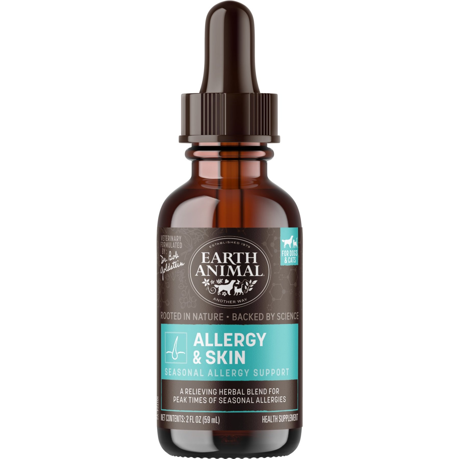 Earth Animal Apothecary Allergy & Skin Herbal Liquid Allergy Supplement for Dogs & Cats, 2-fl oz bottle
