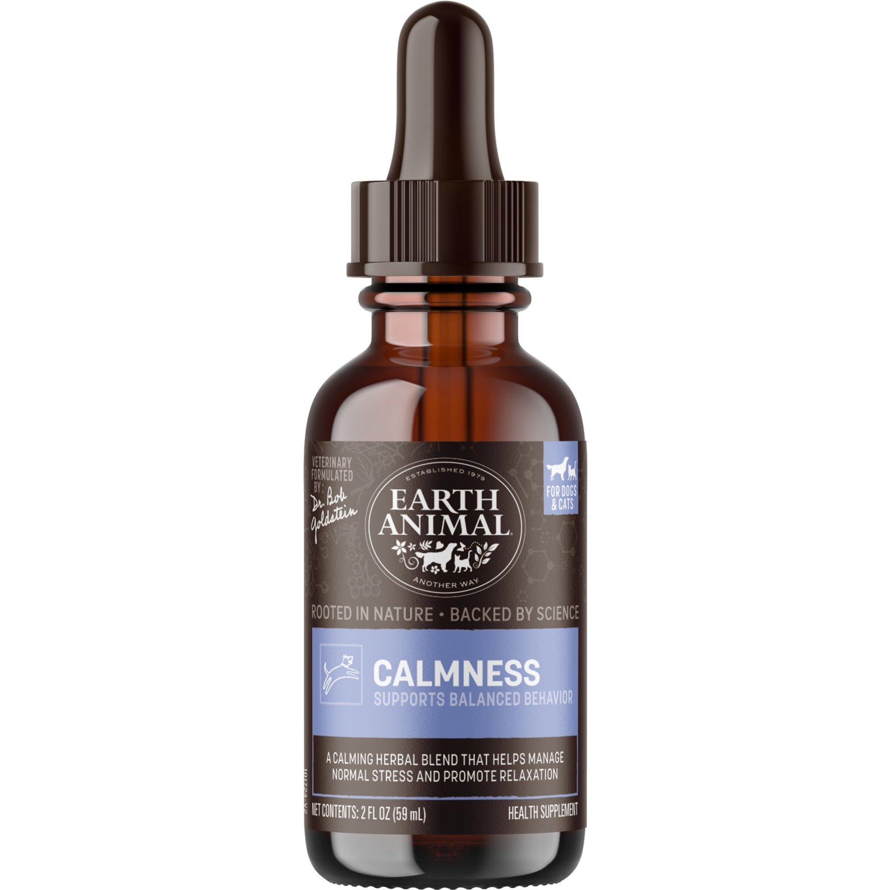 Earth Animal Apothecary Calmness Herbal Liquid Calming Supplement for Dogs & Cats, 2-fl oz bottle