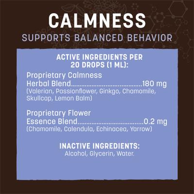 Show full view: Earth Animal Apothecary Calmness Herbal Liquid Calming Supplement for Dogs & Cats, 2-fl oz bottle slide 6 of 12