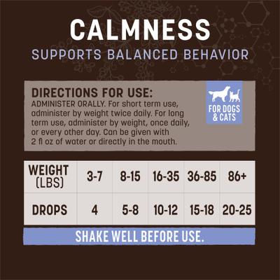 Show full view: Earth Animal Apothecary Calmness Herbal Liquid Calming Supplement for Dogs & Cats, 2-fl oz bottle slide 7 of 12