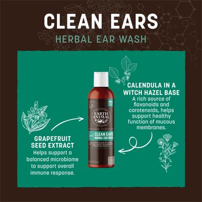 Show full view: Earth Animal Apothecary Clean Ears Natural Grooming Herbal Ear Wash Cleanser for Dogs & Cats, 4-fl oz bottle slide 4 of 8