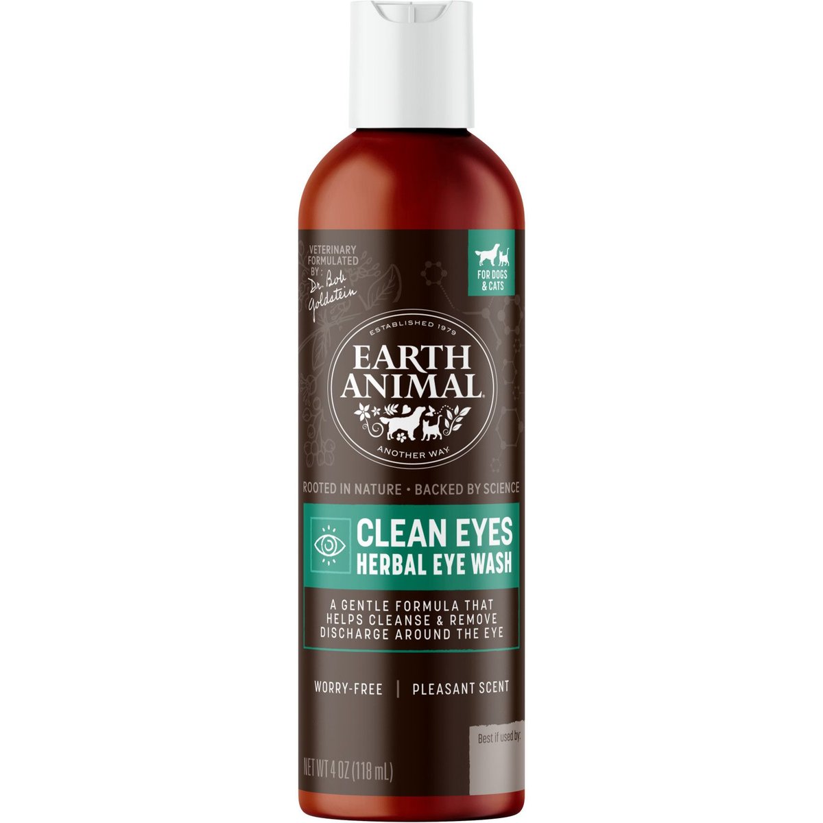 Earth Animal Apothecary Clean Eyes Natural Grooming Herbal Eye Wash Cleanser for Dogs & Cats, 4-fl oz bottle
