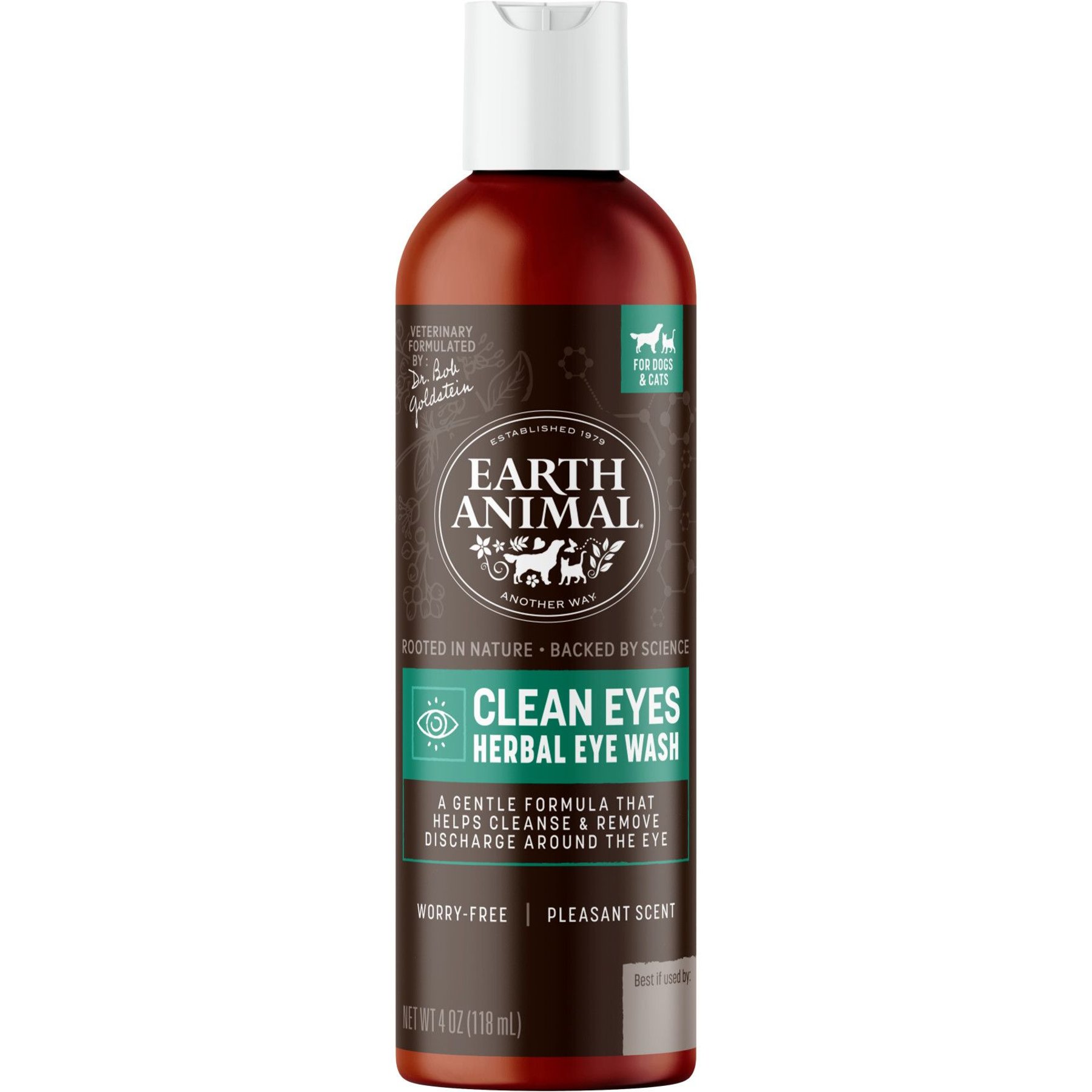 Earth Animal Apothecary Clean Eyes Natural Grooming Herbal Eye Wash Cleanser for Dogs & Cats, 4-fl oz bottle