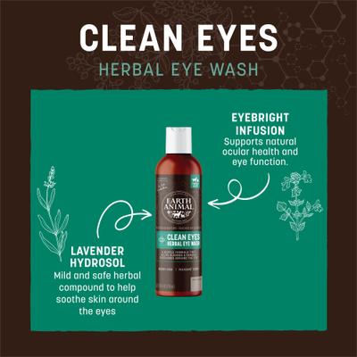 Show full view: Earth Animal Apothecary Clean Eyes Natural Grooming Herbal Eye Wash Cleanser for Dogs & Cats, 4-fl oz bottle slide 5 of 9