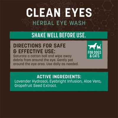 Show full view: Earth Animal Apothecary Clean Eyes Natural Grooming Herbal Eye Wash Cleanser for Dogs & Cats, 4-fl oz bottle slide 6 of 9