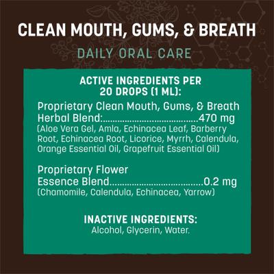 Show full view: Earth Animal Apothecary Clean Mouth, Gums & Breath Herbal Liquid Dental Supplement for Dogs & Cats, 2-fl oz bottle slide 6 of 11