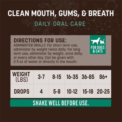 Show full view: Earth Animal Apothecary Clean Mouth, Gums & Breath Herbal Liquid Dental Supplement for Dogs & Cats, 2-fl oz bottle slide 7 of 11
