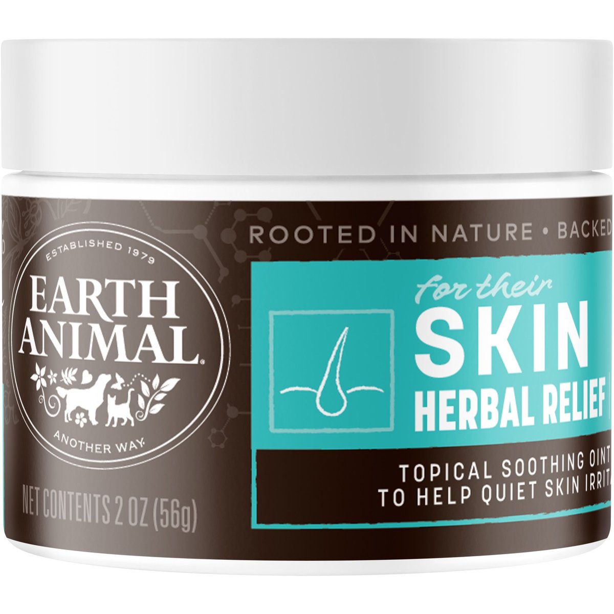 Earth Animal Apothecary for Their Skin Herbal Relief Natural Grooming Balm Soothing Nose, Paw, & Skin Ointment for Dogs & Cats, 2-oz jar