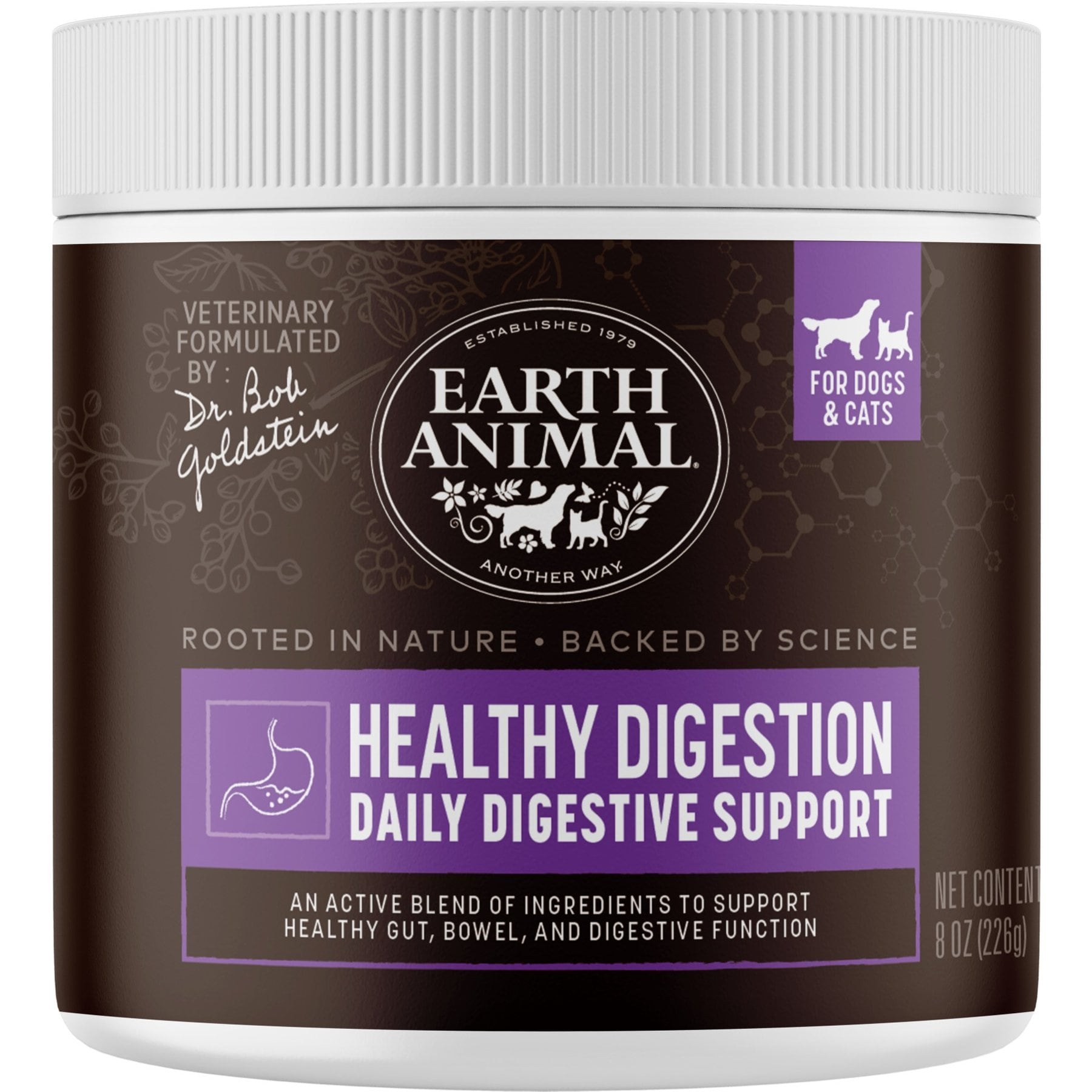 Earth Animal Apothecary Healthy Digestion Digestive Nutritional Probiotic Powder Supplement for Dogs & Cats, 8-oz container
