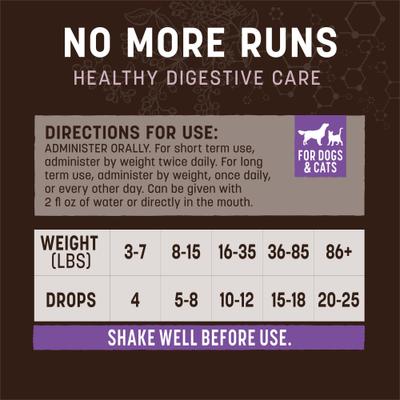 Show full view: Earth Animal Apothecary No More Runs Herbal Liquid Digestive Supplement for Dogs & Cats, 2-fl oz bottle slide 7 of 12