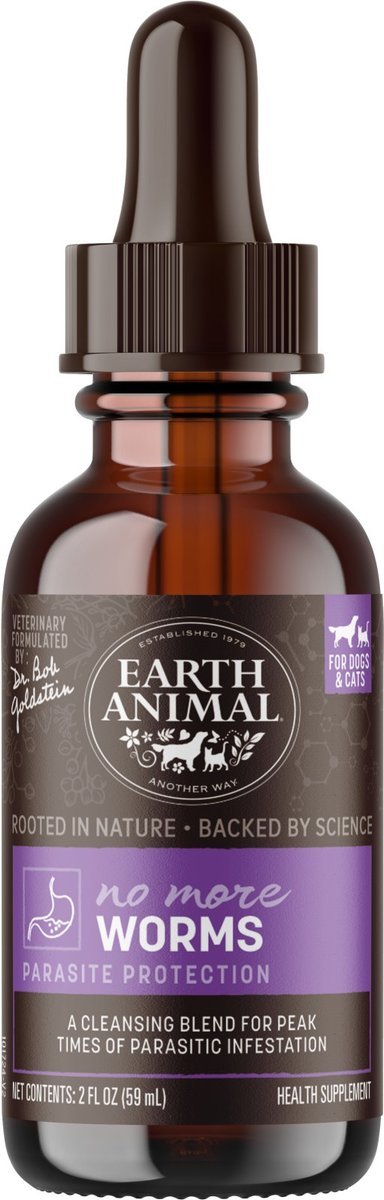 Earth Animal Apothecary No More Worms Herbal Liquid Digestive Supplement for Dogs & Cats, 2-fl oz bottle