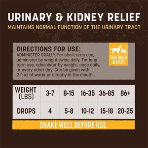 Earth Animal Apothecary Urinary & Kidney Relief Herbal Liquid Supplement for Dogs & Cats, 2-fl oz bottle