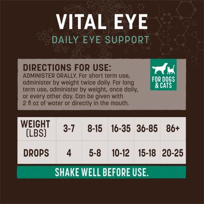 Show full view: Earth Animal Apothecary Vital Eye Herbal Liquid Vision Supplement for Dogs & Cats, 2-fl oz bottle slide 7 of 12