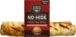 Earth Animal No-Hide From the Grill Medium Rolls Long Lasting Natural Rawhide Free Bacon Cheeseburger Flavor Dog Chews